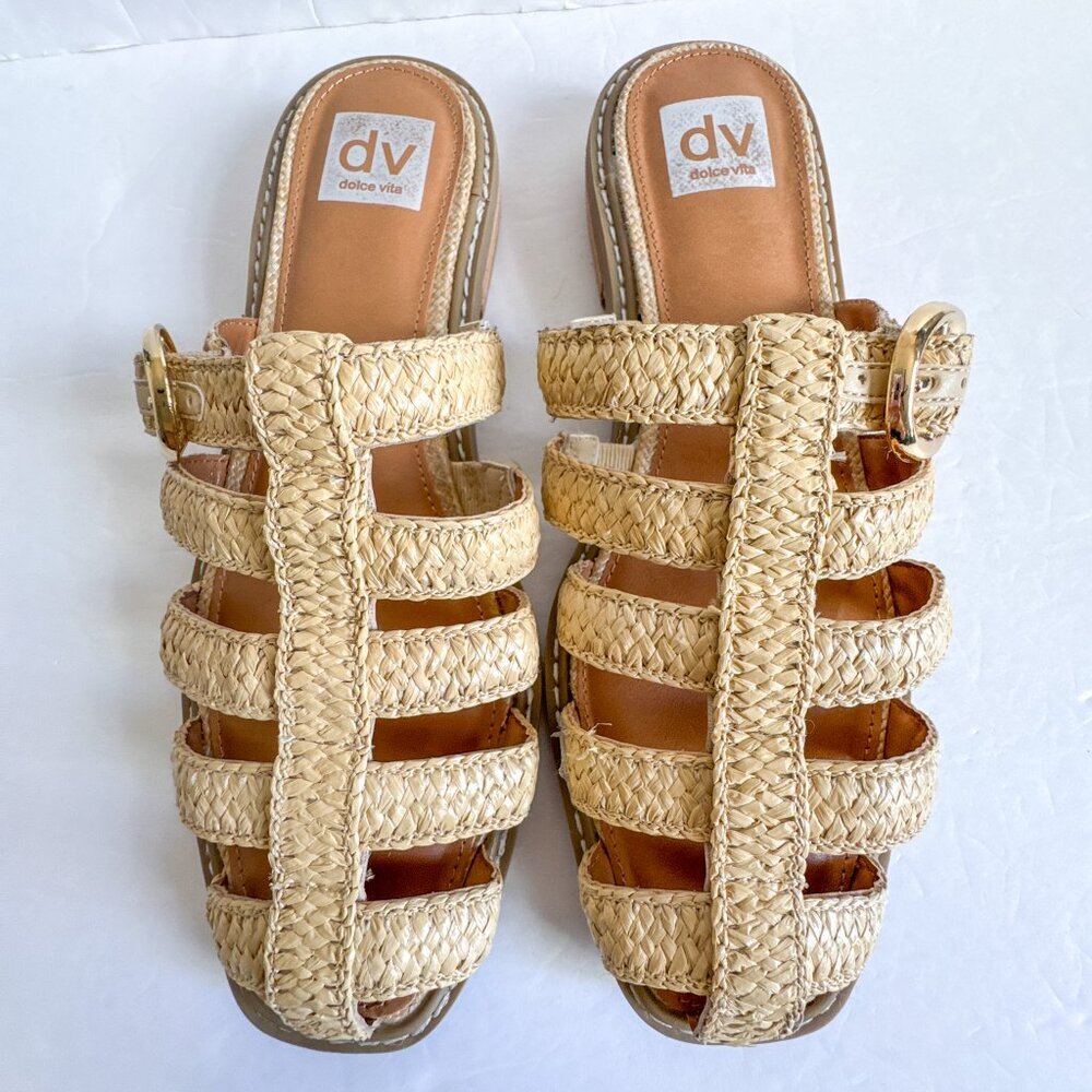 Dolce Vita Falcun Raffia Buckle Sandals Natural 8.5 - Picture 3 of 10